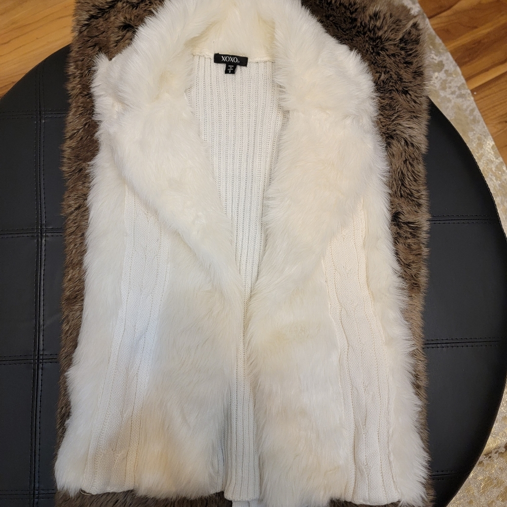 Sweater and Faux Fur Vest